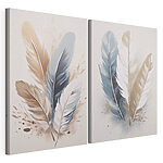 Impression sur toile modulaire Une œuvre d'art élégante représentant des plumes, dans des teintes douces