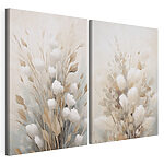 Impression sur toile modulaire Peinture représentant des fleurs et des feuilles