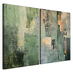 Impression sur toile modulaire Peinture d'un mur vert et blanc