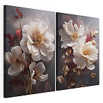Impression sur toile modulaire Compositions florales raffinées aux teintes chaudes