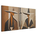 Impression sur toile modulaire Collage représentant une femme coiffée d'un chapeau