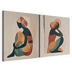 Impression sur toile modulaire Deux œuvres d'art représentant une femme assise