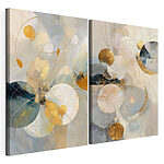Impression sur toile modulaire Des formes dynamiques dans une palette de couleurs douces