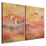 Impression sur toile modulaire Deux images représentant une montagne et un lac
