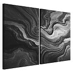 Impression sur toile modulaire Tourbillons noirs et blancs