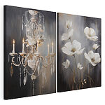Impression sur toile modulaire Tableau représentant des fleurs et un lustre