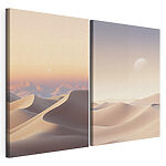 Impression sur toile modulaire Paysage désertique avec une lune
