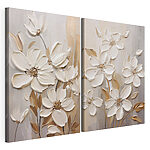 Impression sur toile modulaire Peinture représentant des fleurs sur un mur
