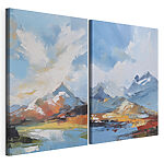 Impression sur toile modulaire Peinture représentant des montagnes et de l'eau