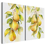 Impression sur toile modulaire Aquarelle représentant des poires sur une branche
