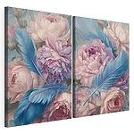 Impression sur toile modulaire Des fleurs délicates ornées de plumes légères
