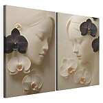 Impression sur toile modulaire Collage représentant le visage d'une femme avec des fleurs