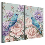 Impression sur toile modulaire Quelques photos d'oiseaux sur des fleurs