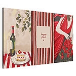 Impression sur toile modulaire Collage représentant une femme tenant un bouquet de roses et une bougie