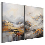 Impression sur toile modulaire Peinture représentant des montagnes et des nuages