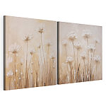 Impression sur toile modulaire Peinture représentant des fleurs sur fond beige