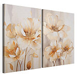 Impression sur toile modulaire Deux tableaux représentant des fleurs sur fond beige