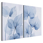 Impression sur toile modulaire Feuilles bleues délicates aux teintes douces