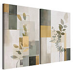 Impression sur toile modulaire Paire d'œuvres d'art représentant des feuilles