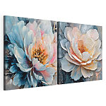 Impression sur toile modulaire Des fleurs aux couleurs vives dans des tons pastel délicats
