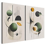 Impression sur toile modulaire Deux images représentant des cercles et des lignes