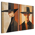 Impression sur toile modulaire Quelques tableaux représentant un homme coiffé d'un chapeau