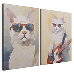 Impression sur toile modulaire Chat portant des lunettes de soleil et tenant une guitare