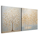 Impression sur toile modulaire Deux tableaux représentant des arbres feuillus