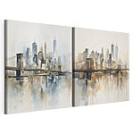 Impression sur toile modulaire Tableau représentant une ville et un pont