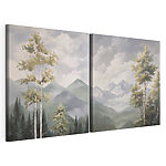 Impression sur toile modulaire Peinture représentant des montagnes et des arbres