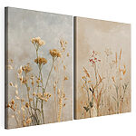 Impression sur toile modulaire Fleurs délicates aux tons terreux