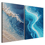 Impression sur toile modulaire Vagues dynamiques dans les tons bleus