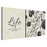 Impression sur toile modulaire Illustration en noir et blanc représentant des aliments