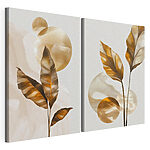 Impression sur toile modulaire Feuilles fantaisistes et formes abstraites