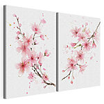Impression sur toile modulaire Aquarelle représentant des fleurs roses