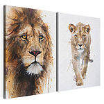 Impression sur toile modulaire Tableau représentant un lion et une lionne