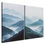 Impression sur toile modulaire Collage représentant des montagnes dans le brouillard