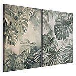 Impression sur toile modulaire Des tons verts doux dans un motif botanique
