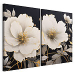 Impression sur toile modulaire - Motif floral raffiné sur fond noir