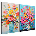 Impression sur toile modulaire Collage de peintures représentant des fleurs