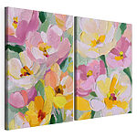 Impression sur toile modulaire Des fleurs éclatantes aux teintes pastel délicates