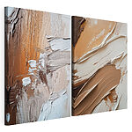 Impression sur toile modulaire Coulées de peinture abstraites dans des teintes chaudes