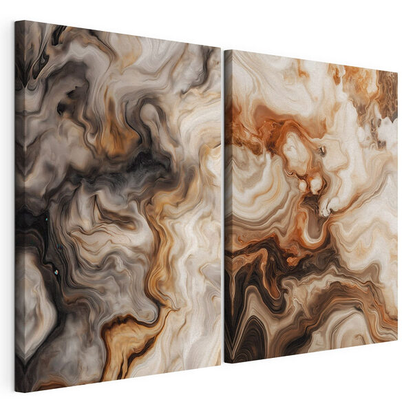 Tourbillons abstraits dans des tons ocres Impression sur toile modulaire Tourbillons abstraits dans des tons ocres