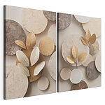 Impression sur toile modulaire Collage d'images représentant des cercles et des feuilles