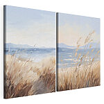 Impression sur toile modulaire Peinture représentant une plage et de l'herbe