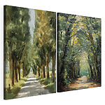 Impression sur toile modulaire Chemin bordé d'arbres