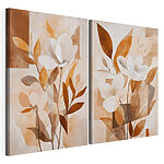 Impression sur toile modulaire Peinture représentant des fleurs et des feuilles