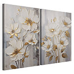 Impression sur toile modulaire Peinture représentant des fleurs sur fond gris