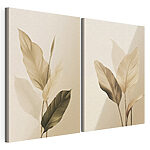 Impression sur toile modulaire Feuilles souples aux teintes douces
