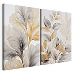 Impression sur toile modulaire Motifs de feuilles élégants dans des tons doux